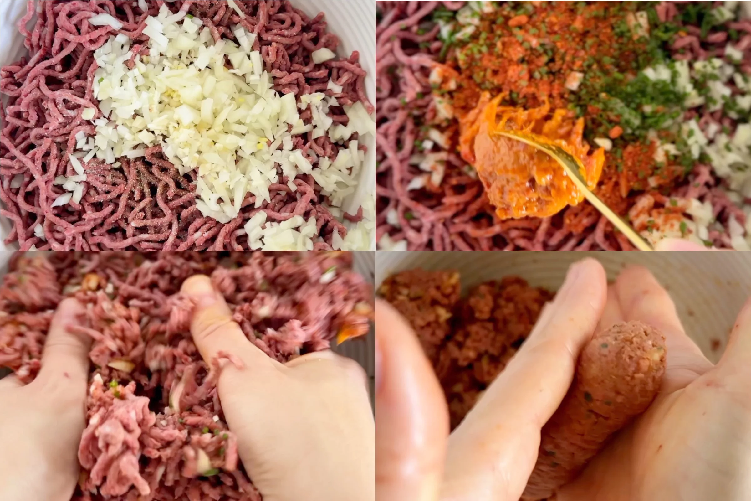 Vegane Ćevapčići, vier Schritte